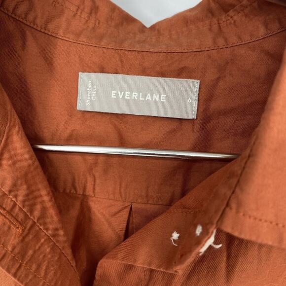 Everlane Relaxed Poplin Picnic Top Orange Button Up Women's Size 6 - Picture 3 of 9